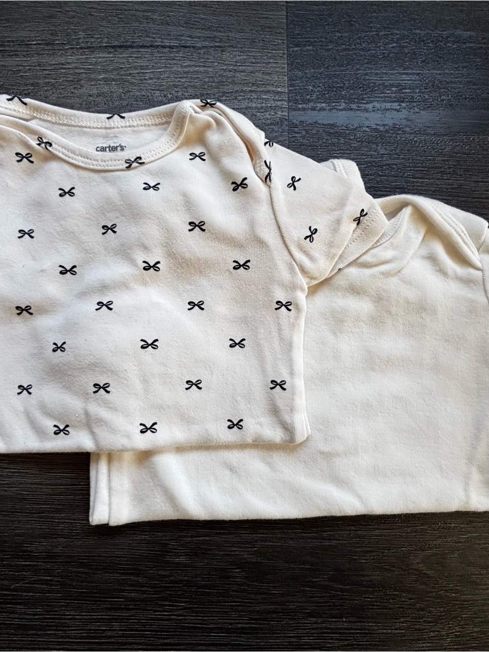 Carter's Cream Short Sleeve Tee Set with Black Bow Print